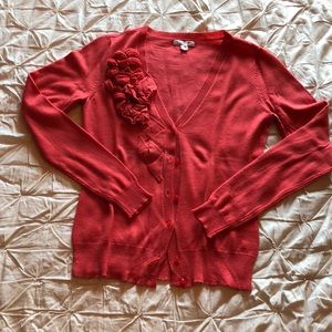 Coral Floral accent lightweight Small Cardigan